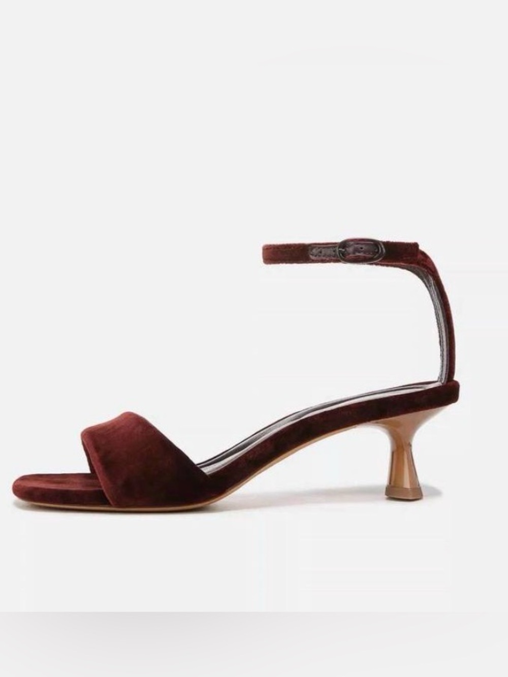 Vince Prue City Kitten Heel Sandal in Pinot Velvet 8.5 M - Picture 4 of 14